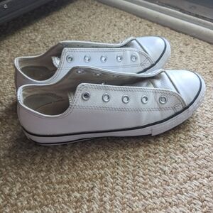 Kids White Leather Converse Size 3